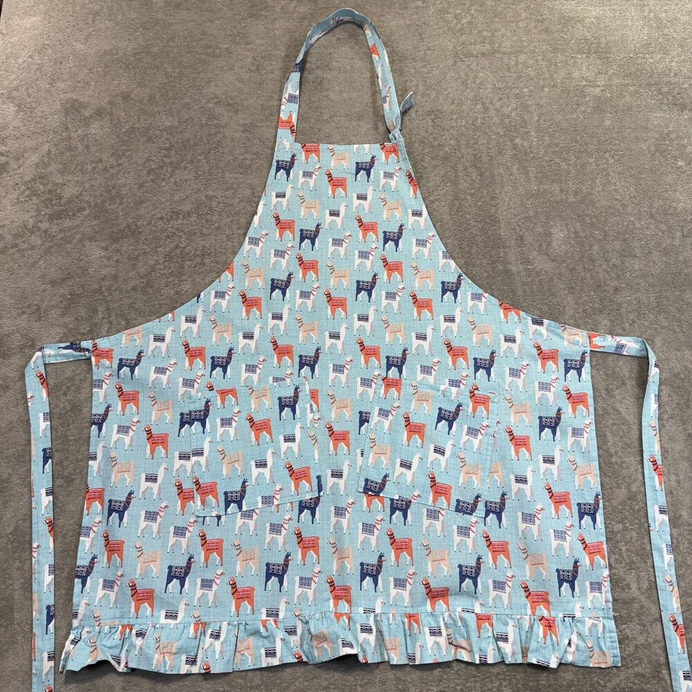 Llama Alpaca Chefs Bib Apron Funny Cooking Pockets Ruffle BBQ Grilling‎